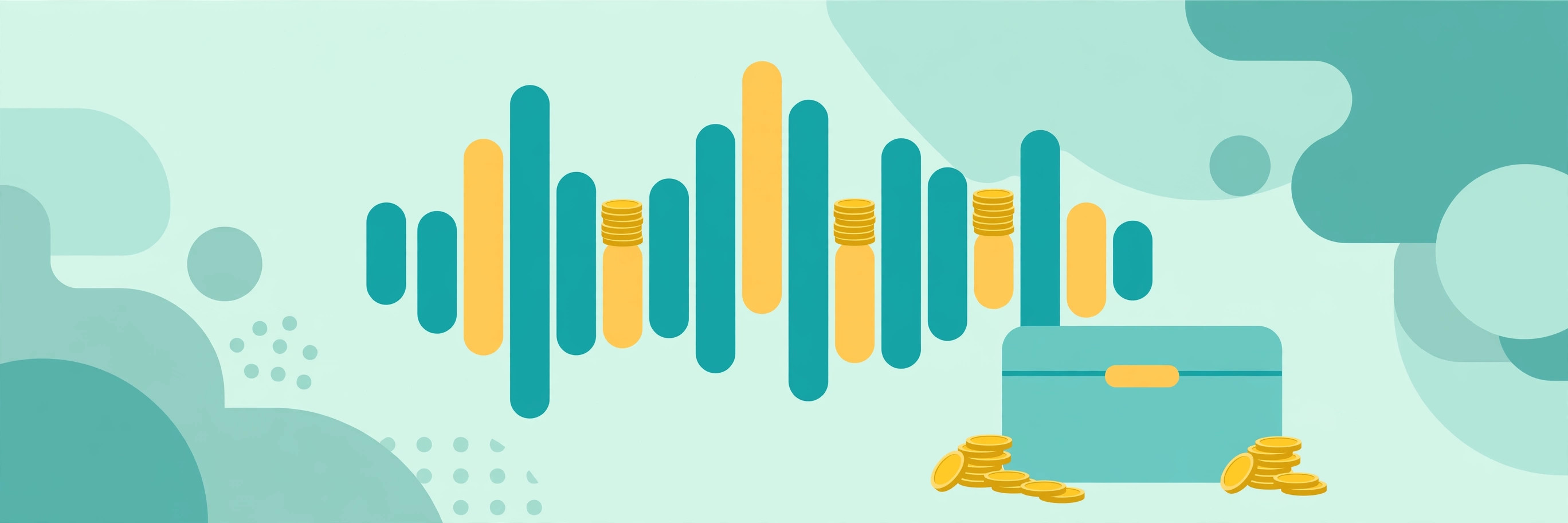 Close-up of audio waveform bars showing peaks and valleys