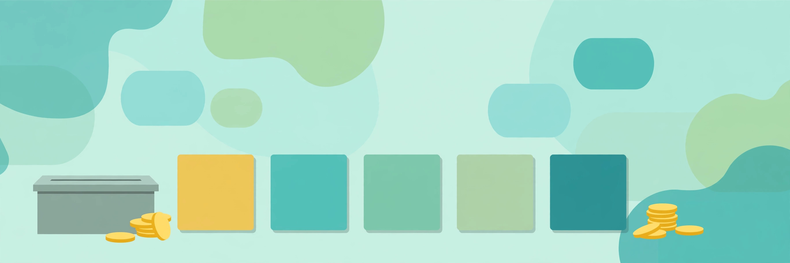 A neat row of five color swatches in a palette