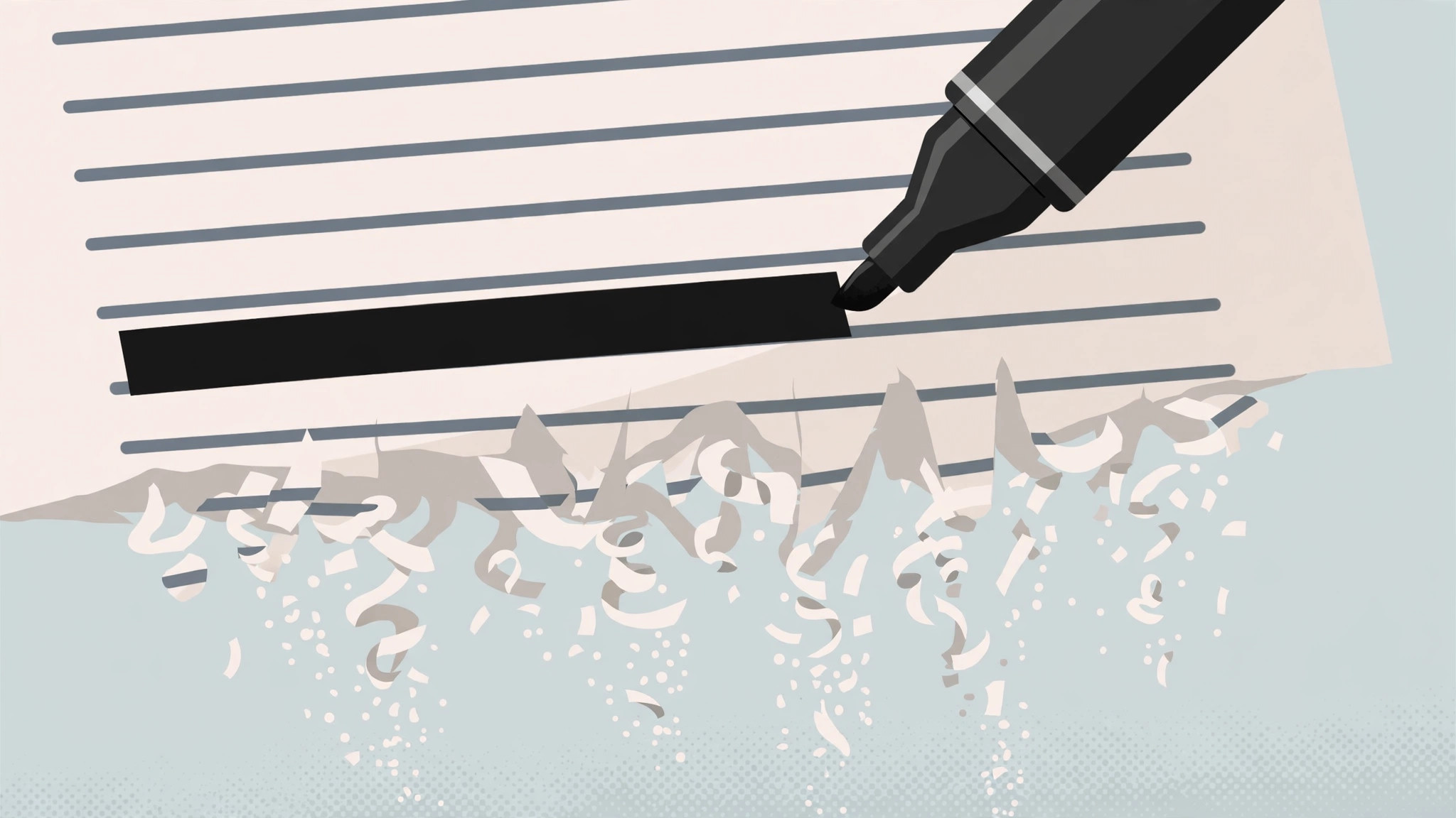 Close-up of a hand drawing a black redaction box over a bank account number in a PDF